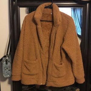 Teddy bear fuzzy shaggy jacket / coat